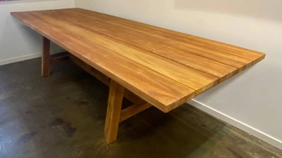 Clearance sale Koln recycled teak dining table 300x100 cm with sturdy legs and natural wood finish