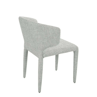 Lago Fabric Dining Chair fully upholstered in light grey fabric with modern design