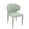 Lago Fabric Dining Chair fully upholstered in sage fabric with curved backrest and sleek legs