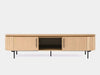 Lantone TV Unit in Natural Oak with sleek design and ample storage, featuring open shelving and closed compartments.