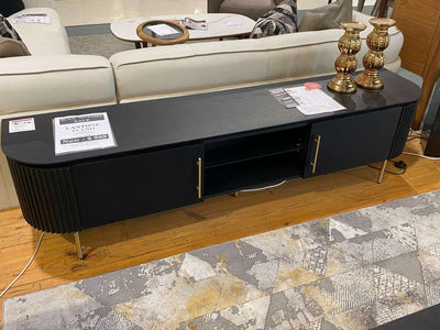 Black Lantone TV unit with sleek gold handles on sale during Black November Sale at Taste Furniture Adelaide