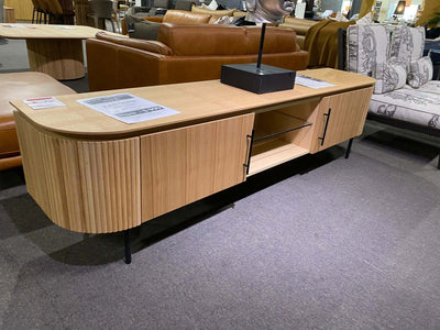 Lantone TV unit in natural wood finish with storage, Black November Sale at Taste Furniture Adelaide