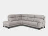 Lenora 3.5 Seater Open Corner Sofa with Recliner in light grey, featuring plush cushions and versatile design.
