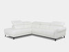Milano 3.5 Seater Open Corner Sofa with Recliner in white, showcasing modern design and comfort.