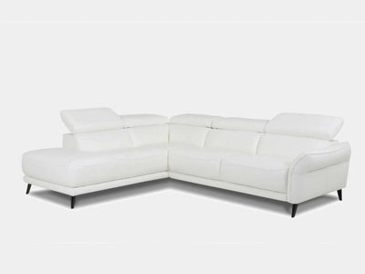 Milano 3.5 Seater Open Corner Sofa with Recliner in white, showcasing modern design and comfort.