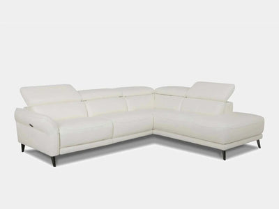 Milano 3.5 Seater Open Corner Sofa with Recliner in white, featuring modern design and plush comfort.