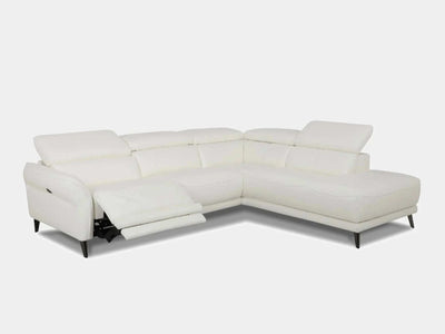 Milano 3.5 Seater Open Corner Sofa with Recliner in white, featuring chic modern design and individual recliners.