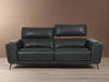 Bello 2.5 Seater Sofa with sleek black design, plush cushions, and metal legs in a modern living space.