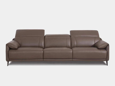 Mayor 4.5 Seater Sofa with Recliner in brown leather, contemporary design.