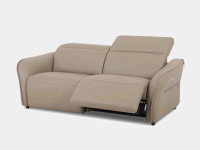 Serena 2.5 Seater Recliner Sofa in beige leather, featuring dual reclining mechanism.