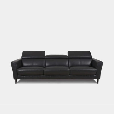 Renee 3.75 Seater Recliner Sofa in black leather offering luxury and comfort with individual reclining options.