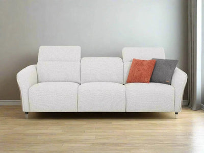 Serena 3.75 Seater Recliner Sofa with premium upholstery, featuring two recliners and fixed center, in a modern living room setting.