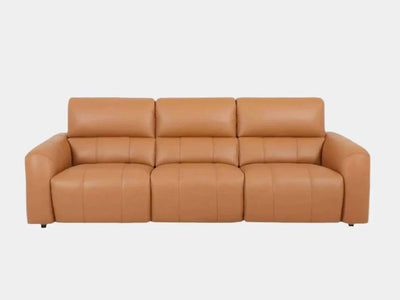 Sogno 3.75 Seater Recliner Sofa in tan, featuring two electric recliners and luxurious upholstery.