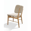 Levi Fabric Dining Chair with champagne upholstery and polished rubber wood legs