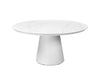 Round Lima Outdoor Ceramic Dining Table with marble ceramic top and powder-coated aluminum frame in outdoor setting