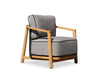 Lincoln 1 seater outdoor sofa with teak frame, grey cushions and black rope detailing