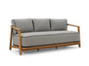 Lincoln 3 seater outdoor sofa with teak frame, grey cushions and black rope detailing