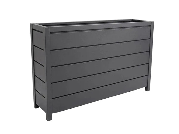 Luzon Aluminium Planter powder-coated charcoal rectangular outdoor flower container