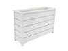 Luzon Aluminium Planter powder-coated in charcoal, white, and sand, measuring W130 x D34 x H80 cm