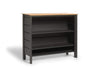 Luzon Outdoor Bar Table with teak top and built-in storage in charcoal finish