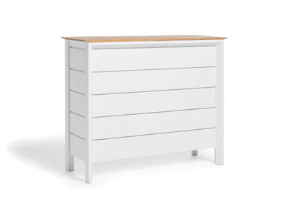 Luzon Outdoor Bar Table with teak top and built-in storage for outdoor entertaining
