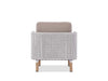 Majorca 1 Seater Outdoor Sofa with handcrafted weaving, solid teak frame, and beige Sunbrella cushions viewed from the back