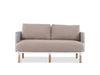 Majorca 2 seater outdoor sofa with teak base, handwoven sides, and beige Quick Dry Foam cushions in Sunbrella fabric