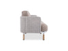 Side view of Majorca 3 Seater Outdoor Sofa with teak legs and woven armrest pattern
