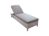 Malibu Sun Lounger with Rehau synthetic wicker and Sunbrella fabric cushion in grey chine color