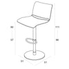 Marlon Leather Bar Stool with adjustable height, premium Italian leather upholstery, and steel frame.