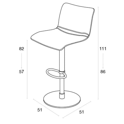 Marlon Leather Bar Stool with adjustable height, premium Italian leather upholstery, and steel frame.