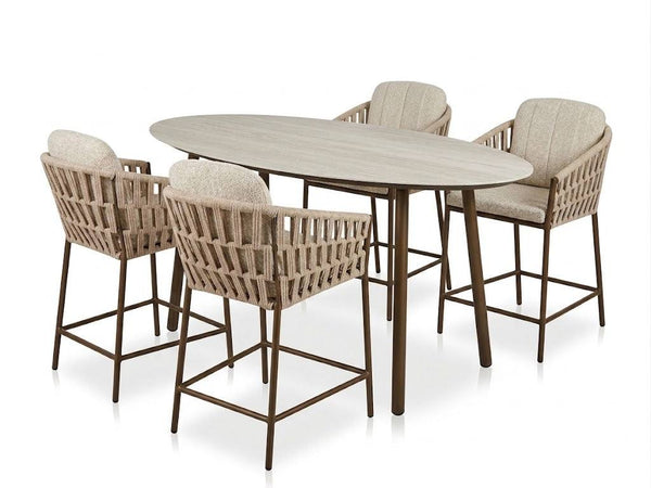 Matino 5-piece outdoor high dining set with four bar chairs