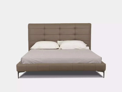 Matrix Bed Frame with stitched headboard and slim legs in modern design.