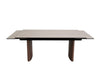 Mawson Twin Extendable Dining Table with tempered glass ceramic top and walnut veneer legs in travertine color