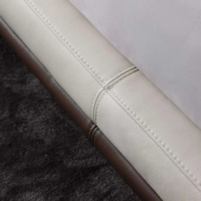 Close-up of the Mayfair Bed Frame showcasing premium leather upholstery and detailed stitching.