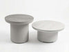 Mesa Outdoor Ceramic Coffee Table and Side Table Set with powder coated aluminium frame and thick ceramic top in white and travertine ceramic finish