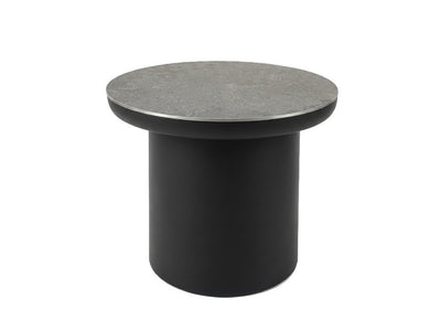 Charcoal Mesa Outdoor ceramic side table with powder coated aluminium frame and thick ceramic top