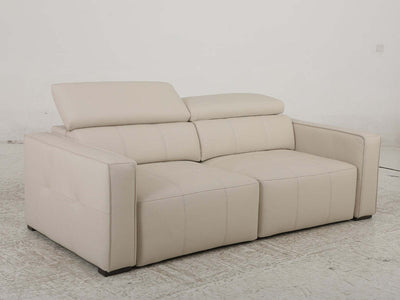 Metro 3 Seater Sofa Bed in beige with adjustable backrest and armrests.