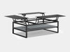 Miami Lift-Top Outdoor Coffee Table with aluminum frame and lift-top design in charcoal.