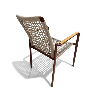 Milan Outdoor Rope Chair with woven rope design and aluminium frame in outdoor setting