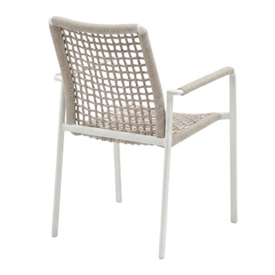 Milan Outdoor Rope Chair with woven rope design and aluminium frame in white colour for stylish outdoor seating