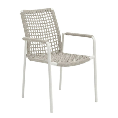 Milan Outdoor Rope Chair with woven rope design and aluminium frame in white colour for stylish outdoor seating