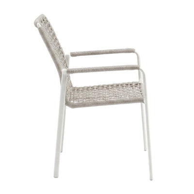 Milan Outdoor Rope Chair with woven rope design and aluminum frame in outdoor setting