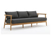Mirage 3 seater outdoor sofa with teak frame and charcoal grey cushions