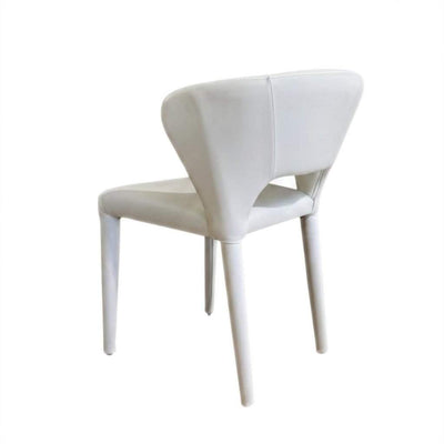 Munich Leather Dining Chair with Oslo Snow White leather and fully upholstered legs on steel frame