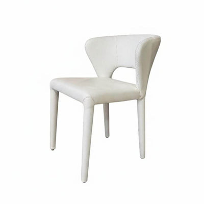 Munich Leather Dining Chair in snow white Oslo leather with fully upholstered legs and steel frame