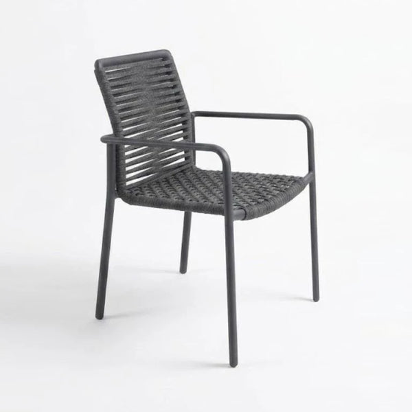 Napoli Outdoor Rope Dining Chair with aluminium frame and woven rope seat in modern outdoor setting