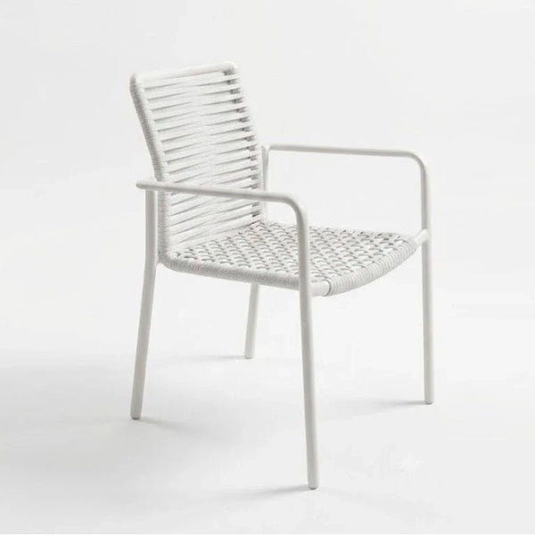 Napoli Outdoor Rope Dining Chair with aluminium frame and woven rope seat in modern outdoor setting