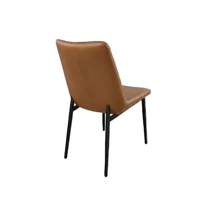 Nelson Leather Dining Chair in vintage tan with black metal legs and steel frame, modern and durable design