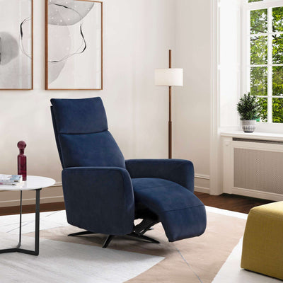 Nessa Recliner Chair in a modern living room, featuring sleek design and tailored upholstery with customizable options.